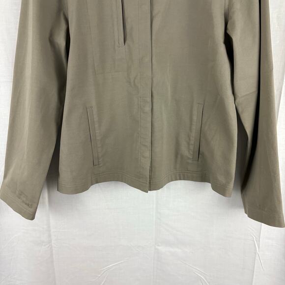 Eileen Fisher Gray Utility Safari Cotton Twill Stretch Snap Up Jacket Size Large - Picture 5 of 7